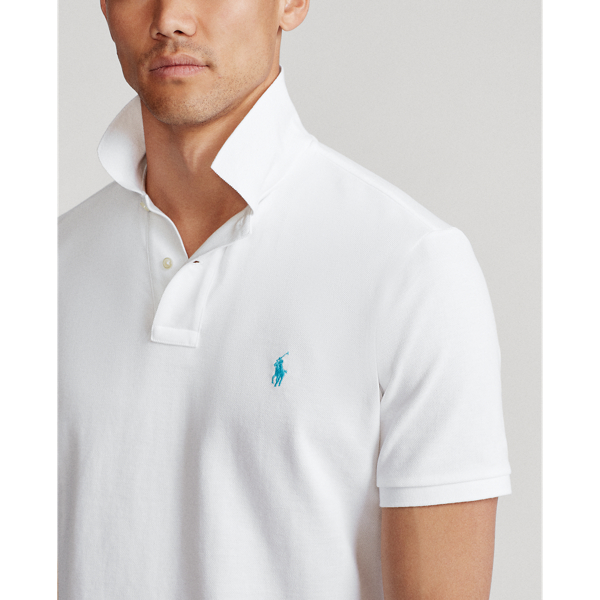 White Custom Slim Fit Mesh Polo Shirt Polo Ralph Lauren 7