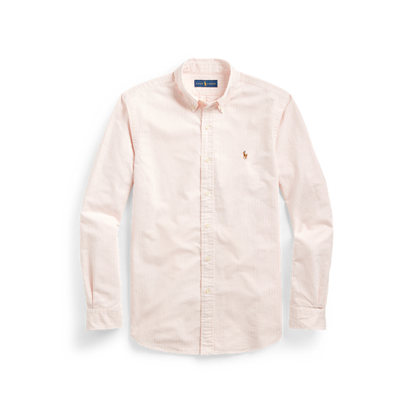 Pink/White Slim Fit Striped Oxford Shirt Polo Ralph Lauren 2