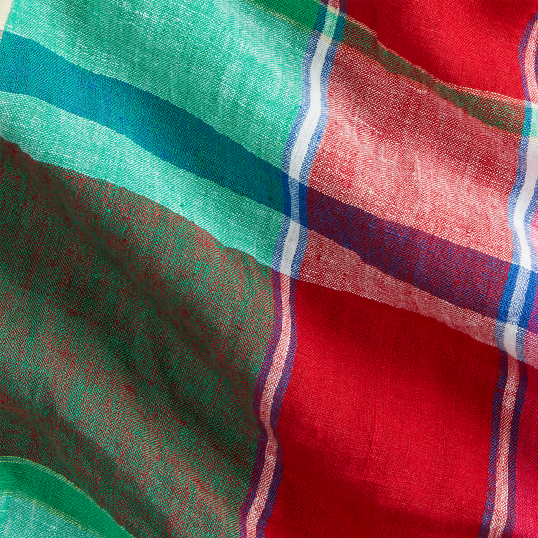Red/Green Multi Slim Fit Plaid Linen Shirt Polo Ralph Lauren 6