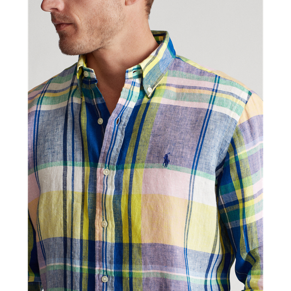 Chemise &eacute;cossaise Slim Fit lin en lin Polo Ralph Lauren en 4763 Purple/Blue Multi 5