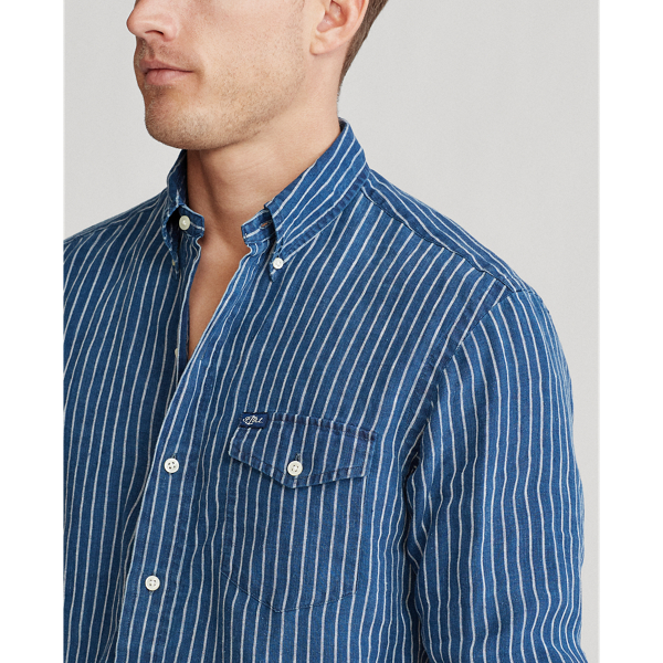 Dark Indigo Stripe Custom Fit Striped Shirt Polo Ralph Lauren 5