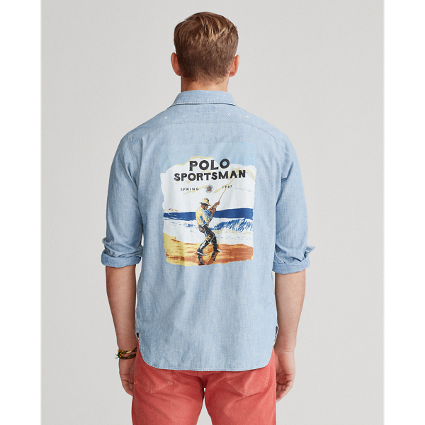 Indigo Custom Fit Sportsman Shirt Polo Ralph Lauren 4