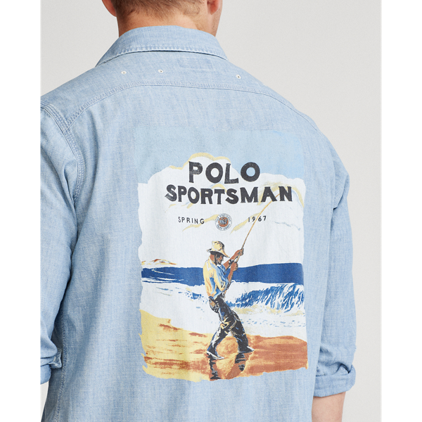 Indigo Custom Fit Sportsman Shirt Polo Ralph Lauren 5