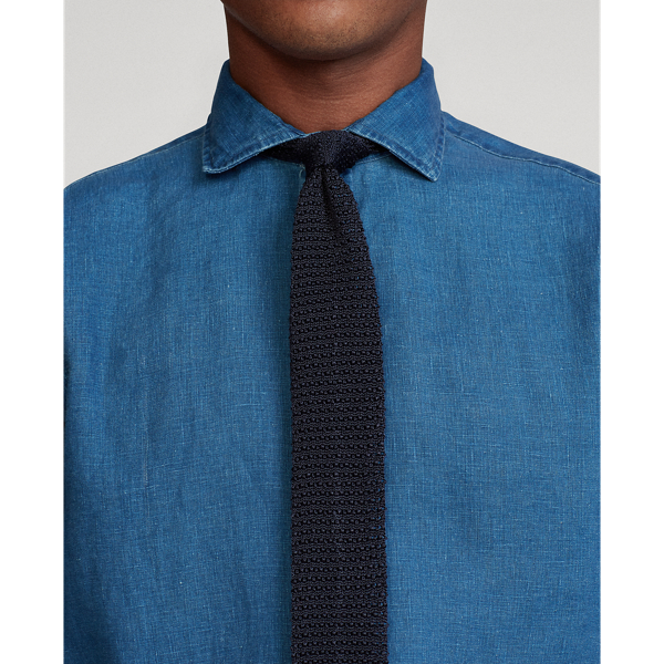 Medium Indigo Custom Fit Indigo Linen Shirt Polo Ralph Lauren 5