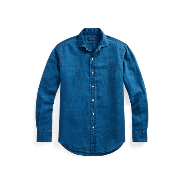 CamisaCustom Fit de lino &iacute;ndigo Polo Ralph Lauren en 1