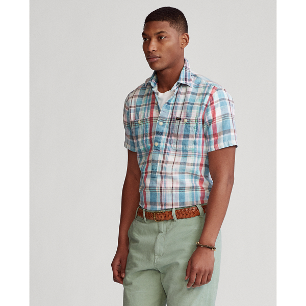 4773 Blue/Red Custom Fit Plaid Twill Shirt Polo Ralph Lauren 4
