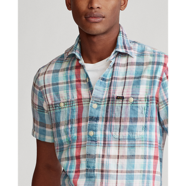 4773 Blue/Red Custom Fit Plaid Twill Shirt Polo Ralph Lauren 6