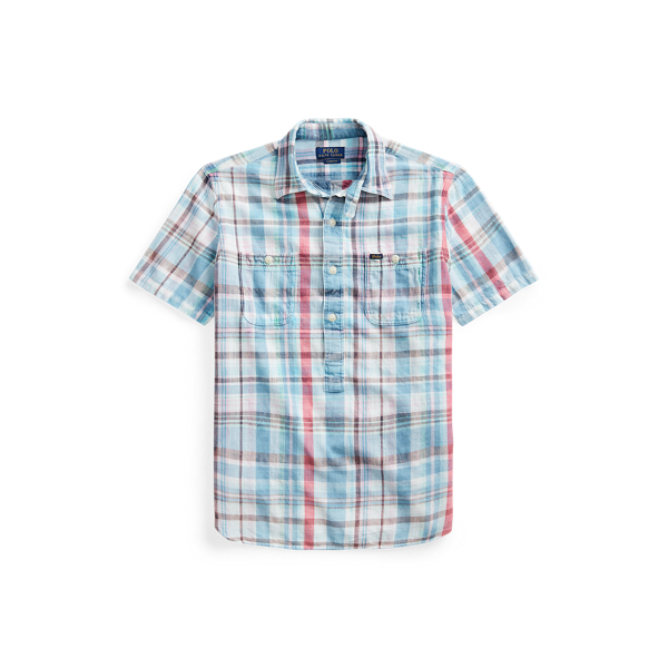 4773 Blue/Red Custom Fit Plaid Twill Shirt Polo Ralph Lauren 2