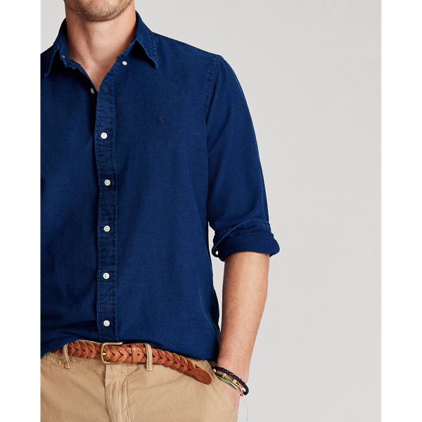Indigo Custom Fit Indigo Oxford Shirt Polo Ralph Lauren 5