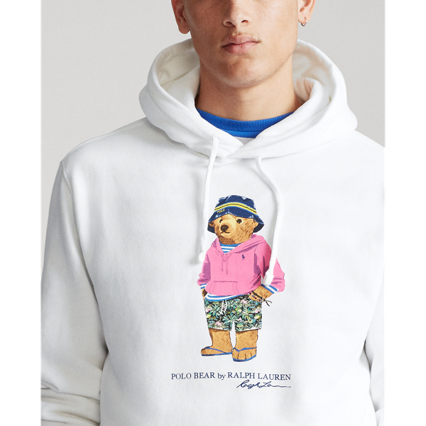 White Beach Bear Fleece Hoodie Polo Ralph Lauren 6
