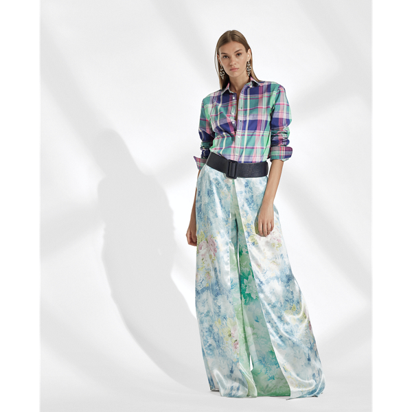 Seafoam/Navy Plaid Hannah Cotton Madras Shirt Ralph Lauren Collection 3