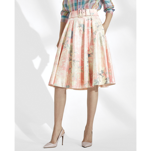 Soft Pink Madelyn Floral Suede Skirt Ralph Lauren Collection 2