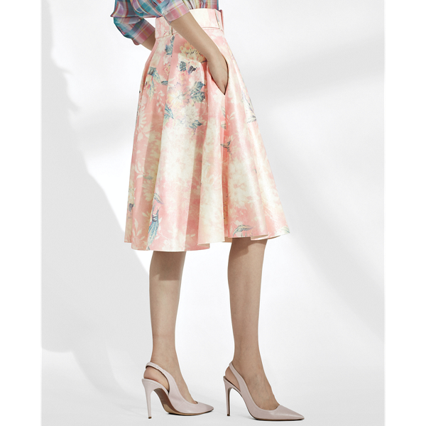 Soft Pink Madelyn Floral Suede Skirt Ralph Lauren Collection 3