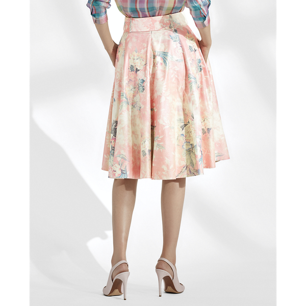 Soft Pink Madelyn Floral Suede Skirt Ralph Lauren Collection 4