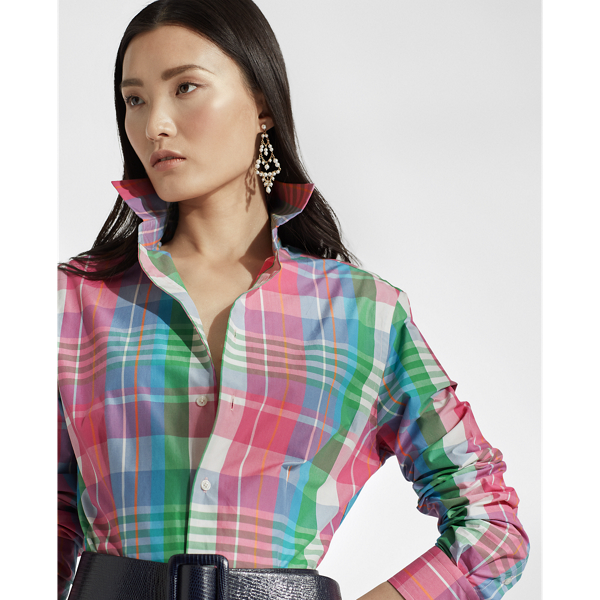 Pink/Green Multi Aldene Madras Shirtdress Ralph Lauren Collection 6