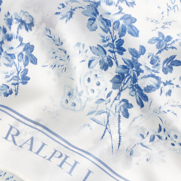 Cream/Toile Blue Lira Oblong Silk Twill Scarf Lauren 3