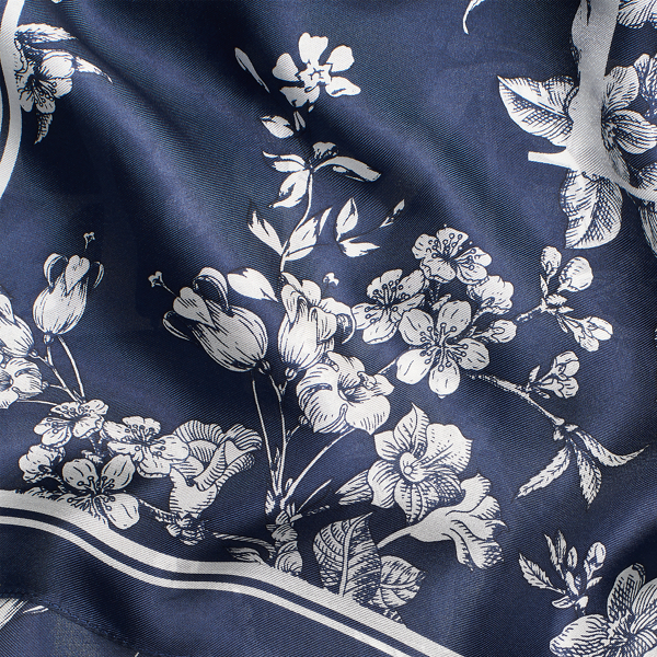 Navy Anais Floral Silk Scarf Lauren 3
