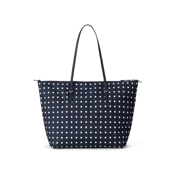 Lauren Navy Dot Medium Nylon Keaton Tote Lauren 3