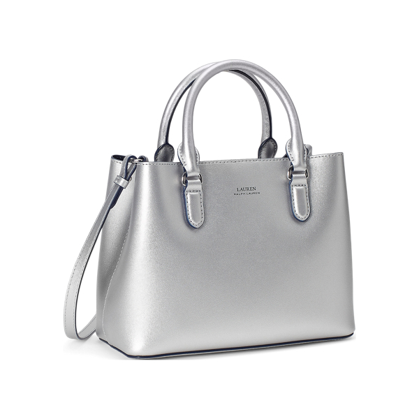 Bright Silver/Lauren Navy Mini Leather Marcy Satchel Lauren 2