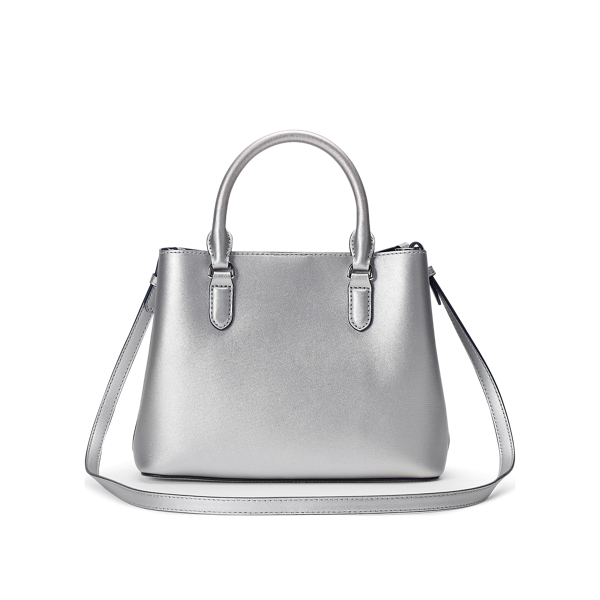 Bright Silver/Lauren Navy Mini Leather Marcy Satchel Lauren 3