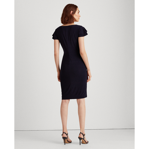 Lighthouse Navy Jersey Flutter-Sleeve Dress Lauren 4
