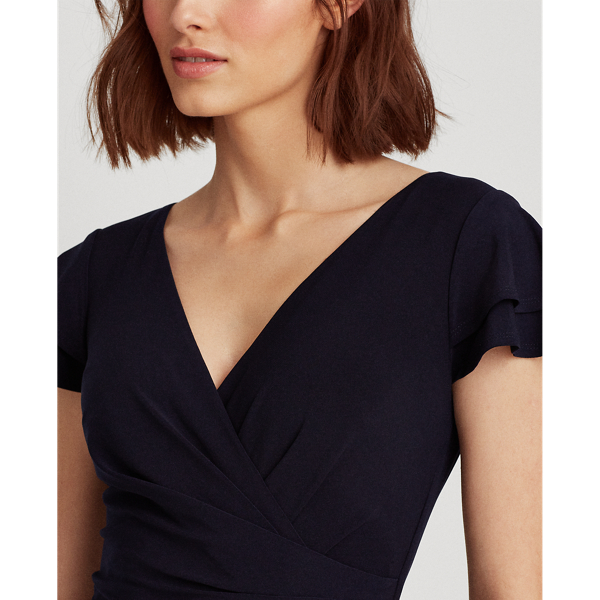 Lighthouse Navy Jersey Flutter-Sleeve Dress Lauren 5