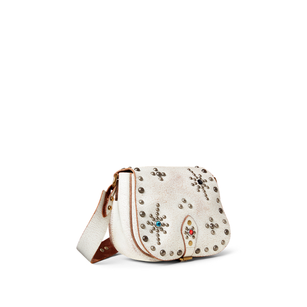 Cream Studded Leather Small Crossbody Polo Ralph Lauren 2