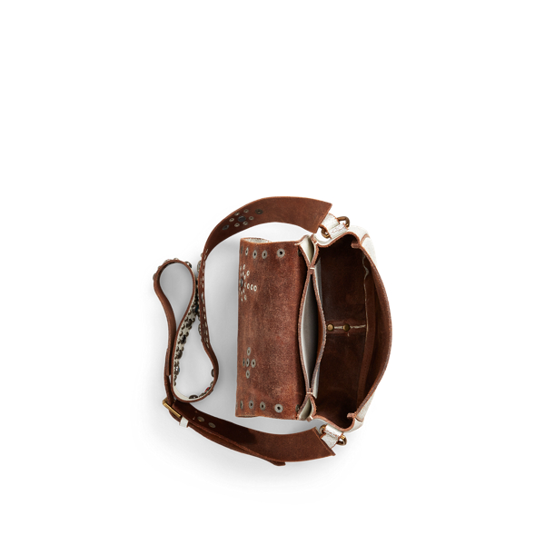 Cream Studded Leather Small Crossbody Polo Ralph Lauren 4