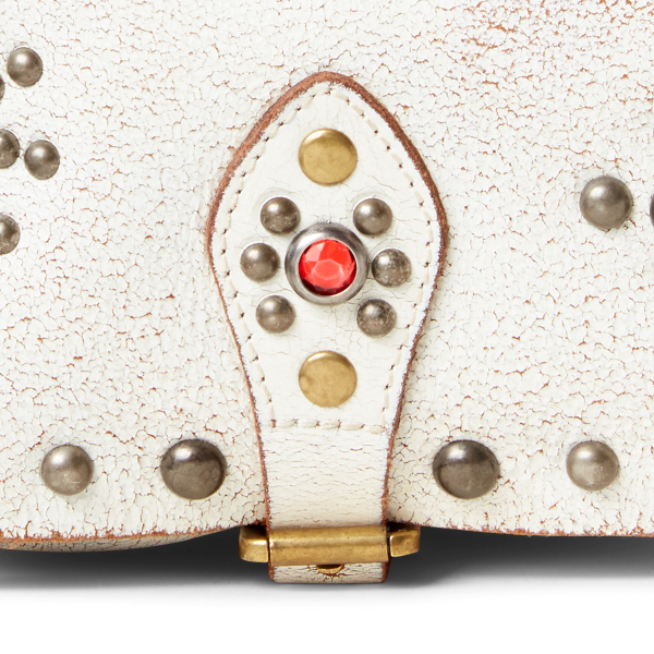 Cream Studded Leather Small Crossbody Polo Ralph Lauren 5