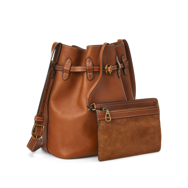 Gro&szlig;e Beuteltasche Bellport aus Leder Polo Ralph Lauren in Cuoio 3