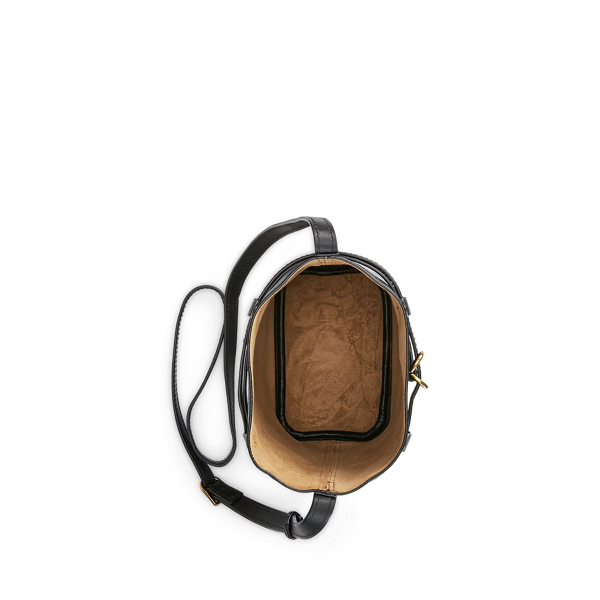 Black Bellport Leather Small Bucket Bag Polo Ralph Lauren 5