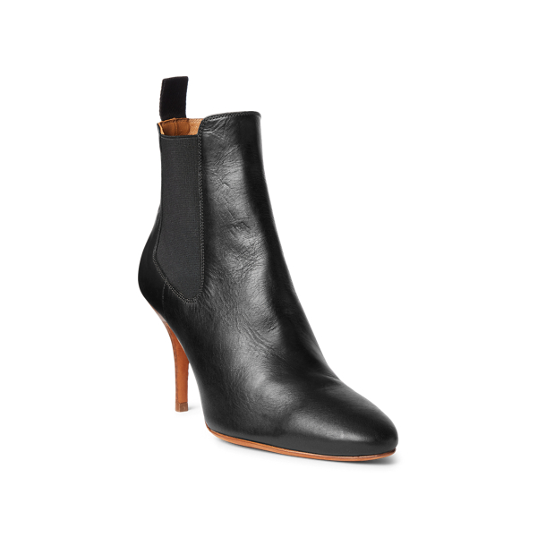 Black Vachetta Calfskin Kitten-Heel Boot Polo Ralph Lauren 2