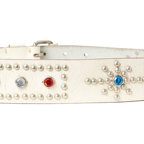 Cream Studded Leather Belt Polo Ralph Lauren 2