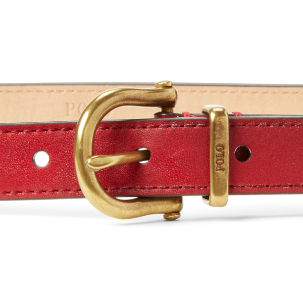 Scarlet Leather Stirrup Skinny Belt Polo Ralph Lauren 2