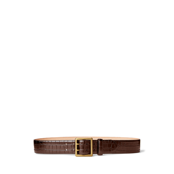 Crocodile Stamped Leather Belt for Women Ralph Lauren UK