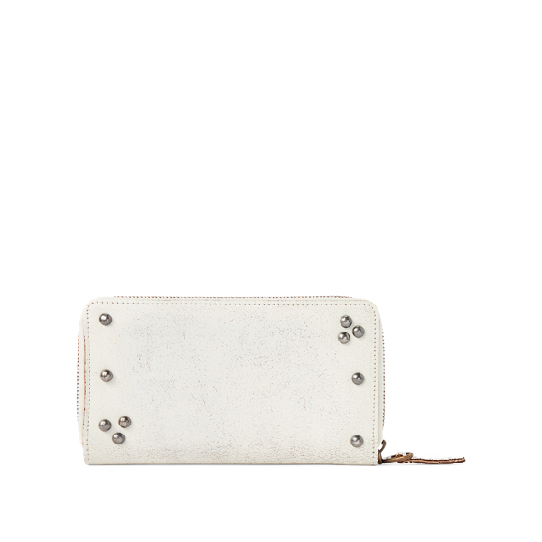 Cream Studded Leather Zip Wallet Polo Ralph Lauren 2