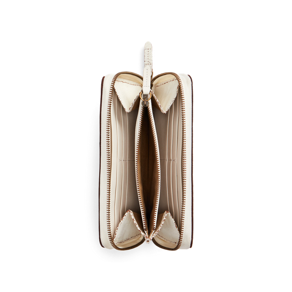 Cream Studded Leather Zip Wallet Polo Ralph Lauren 3