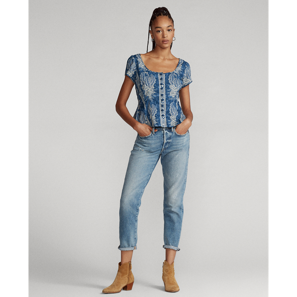 Midnight Blue Floral Floral Peplum Top Polo Ralph Lauren 4