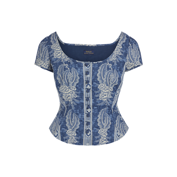 Midnight Blue Floral Floral Peplum Top Polo Ralph Lauren 2