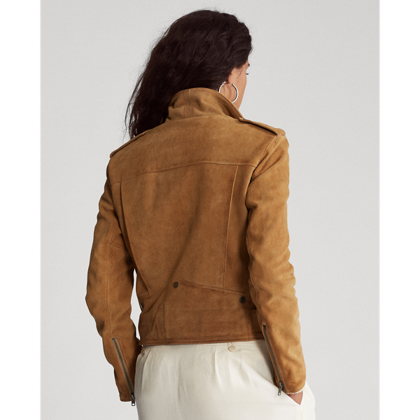 Dark Beige Suede Belted Moto Jacket Polo Ralph Lauren 5