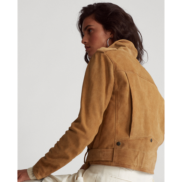 Dark Beige Suede Belted Moto Jacket Polo Ralph Lauren 7