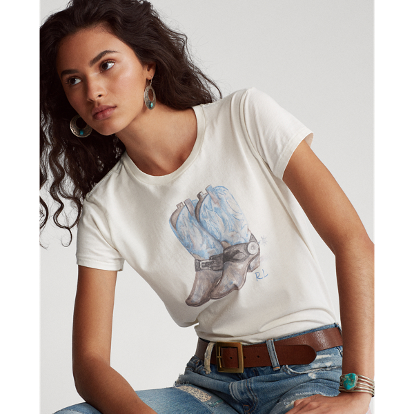 Nevis Cowboy Boot Cotton Tee Polo Ralph Lauren 6