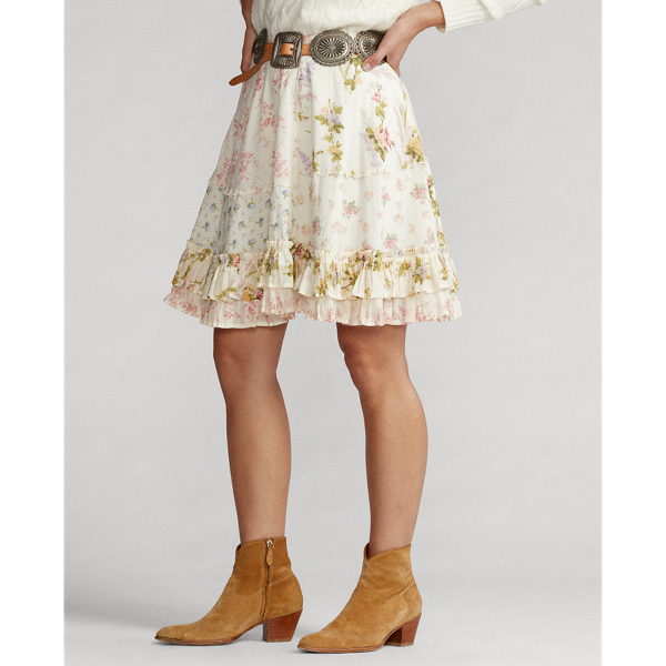Patchwork Multi Floral Tiered Skirt Polo Ralph Lauren 4
