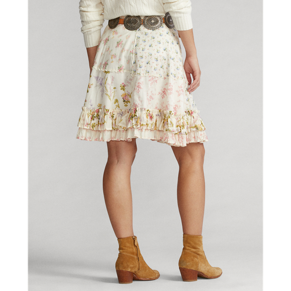 Patchwork Multi Floral Tiered Skirt Polo Ralph Lauren 5