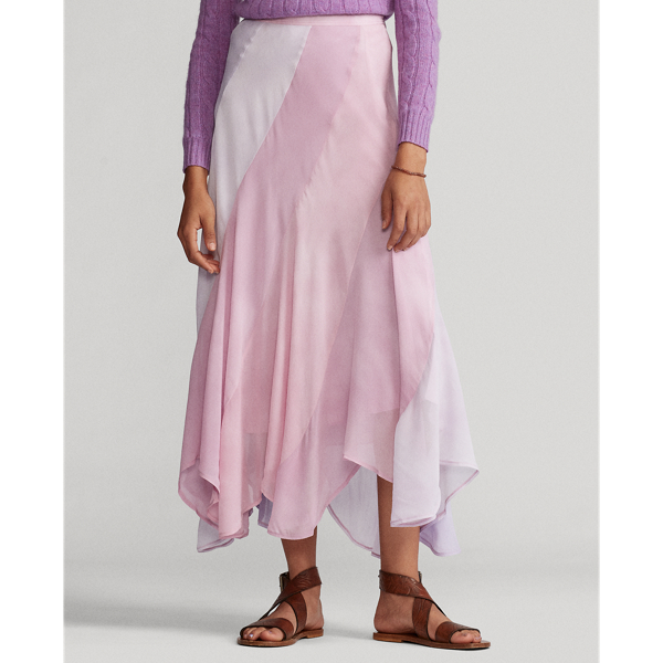 Pastel Multi Tie-Dye Silk Skirt Polo Ralph Lauren 4
