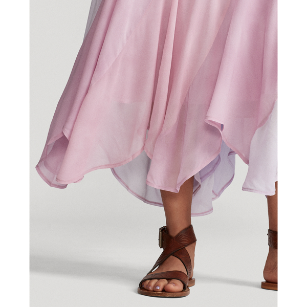 Pastel Multi Tie-Dye Silk Skirt Polo Ralph Lauren 6
