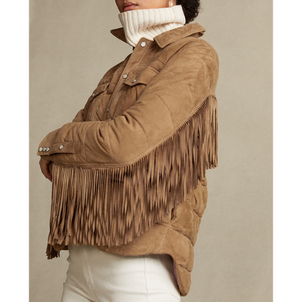 Dark Beige Fringe Suede Jacket Polo Ralph Lauren 5