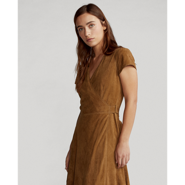 Montana Khaki Suede Wrap Dress Polo Ralph Lauren 4