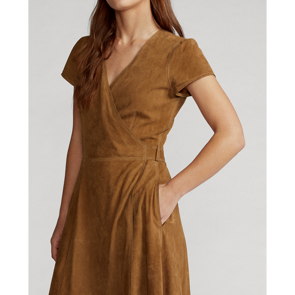 Montana Khaki Suede Wrap Dress Polo Ralph Lauren 6