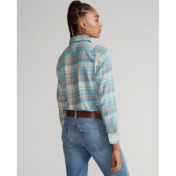 Kariertes Hemd aus Baumwolltwill Polo Ralph Lauren in Faded Teal/Cream Plaid 5